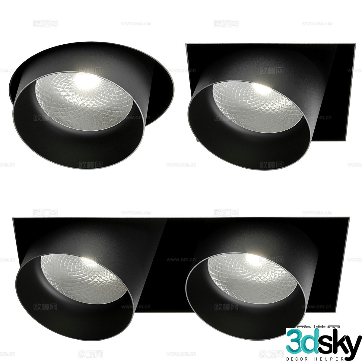 Modern minimalist embedded spotlight 3D model