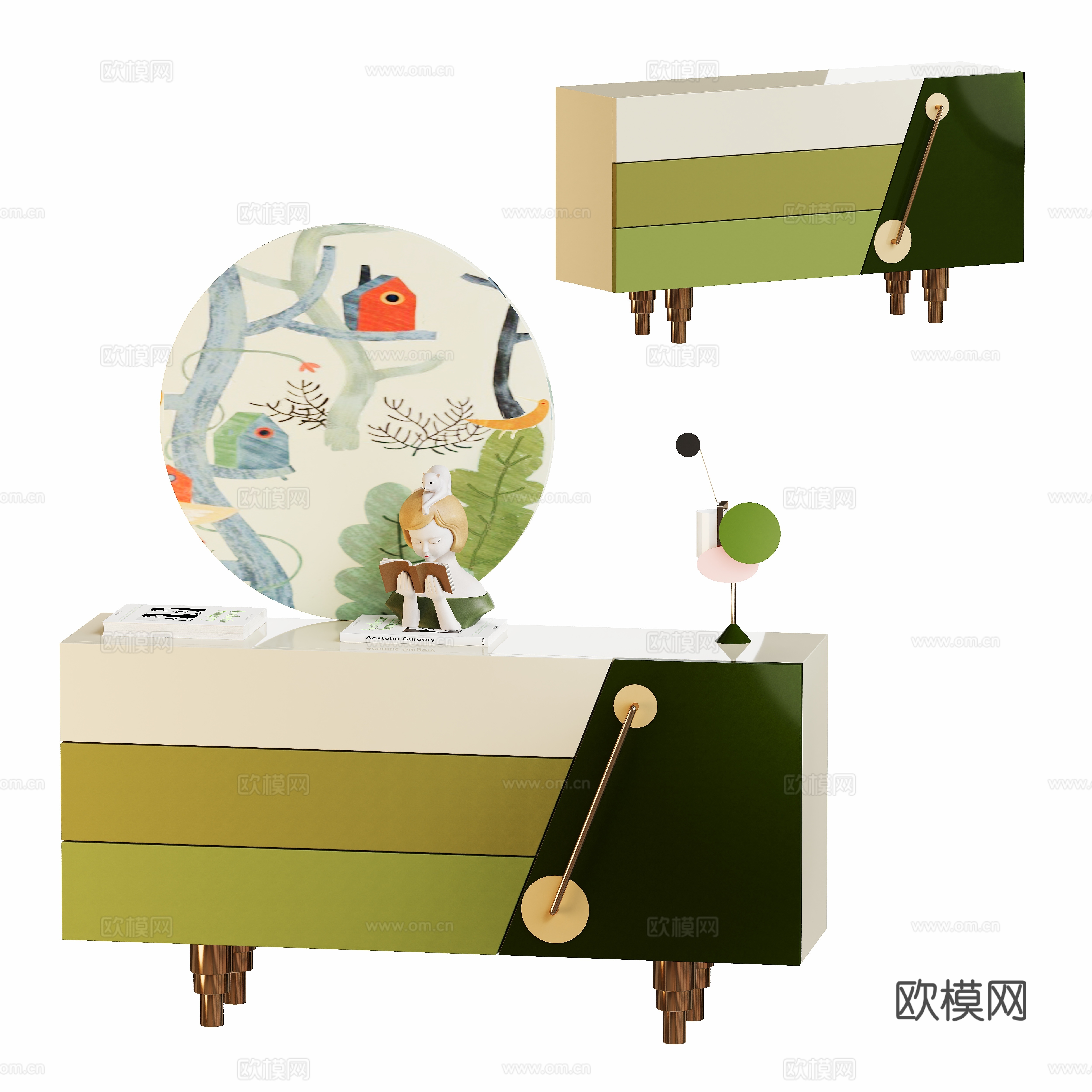 Modern chest of drawers porch side cabinet 3D model