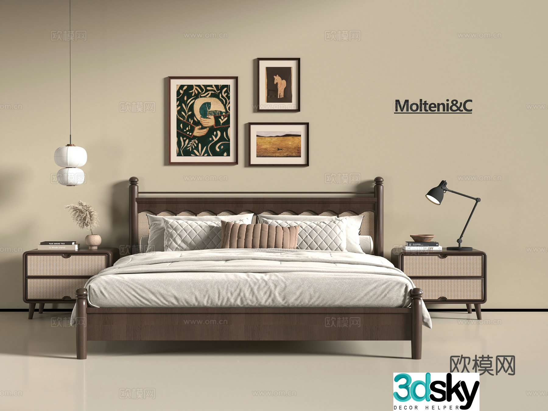 Middle-aged double bed 3D model