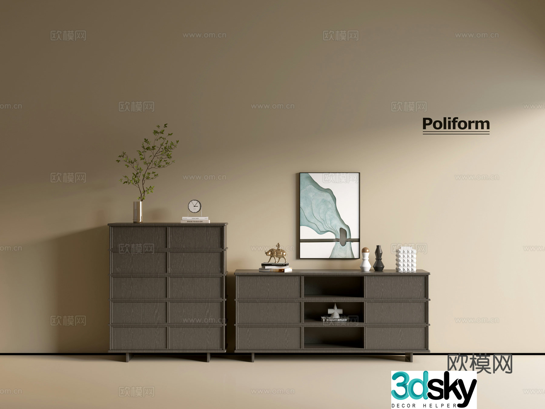 Modern black wood grain cabinet ins wind minimalist wind cabinet whole cabinet sideboard balcony cabinet 3d model