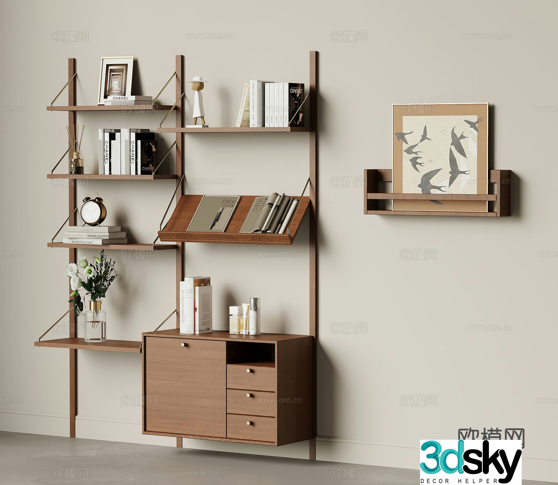 French medieval bookcase locker bookshelf shelf 3D model