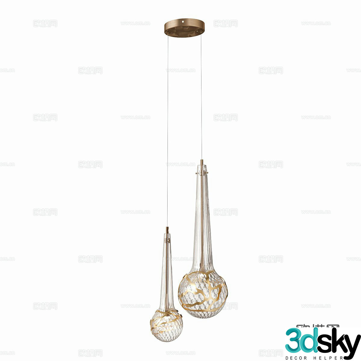Modern light luxury bar chandeliers 3D model