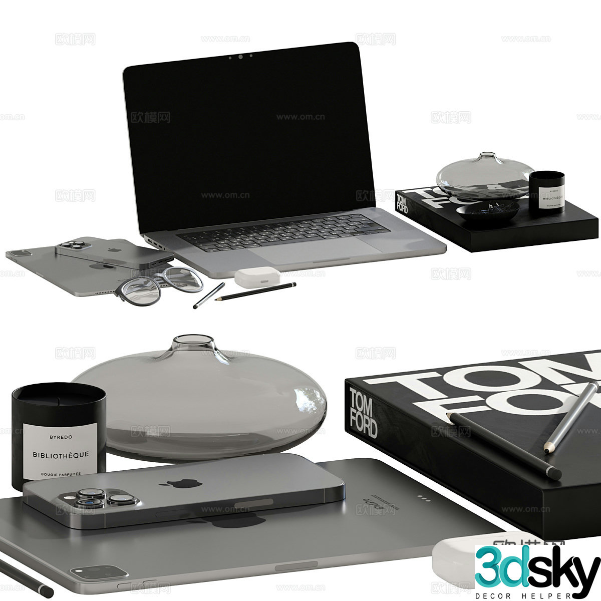 Modern Italian minimalist jewelry ornament combination 3D model