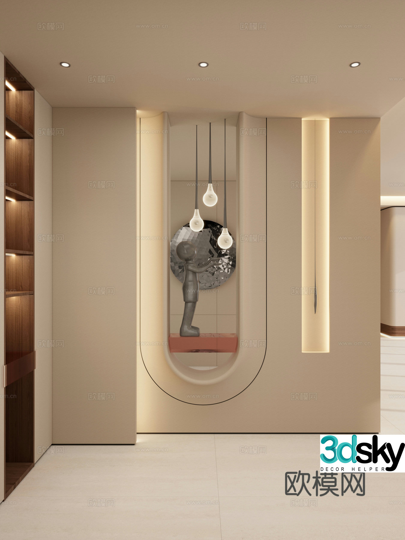 Minimalist medieval style arc shape transparent scene partition end scene entrance 3D model