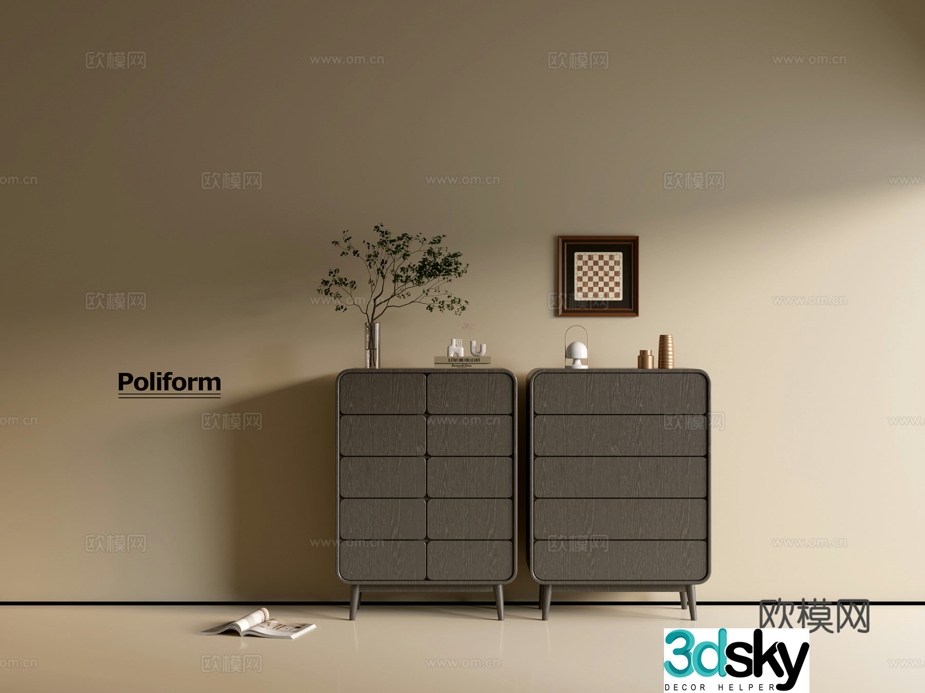 Modern black wood grain cabinet ins wind minimalist wind cabinet whole cabinet sideboard balcony cabinet 3d model