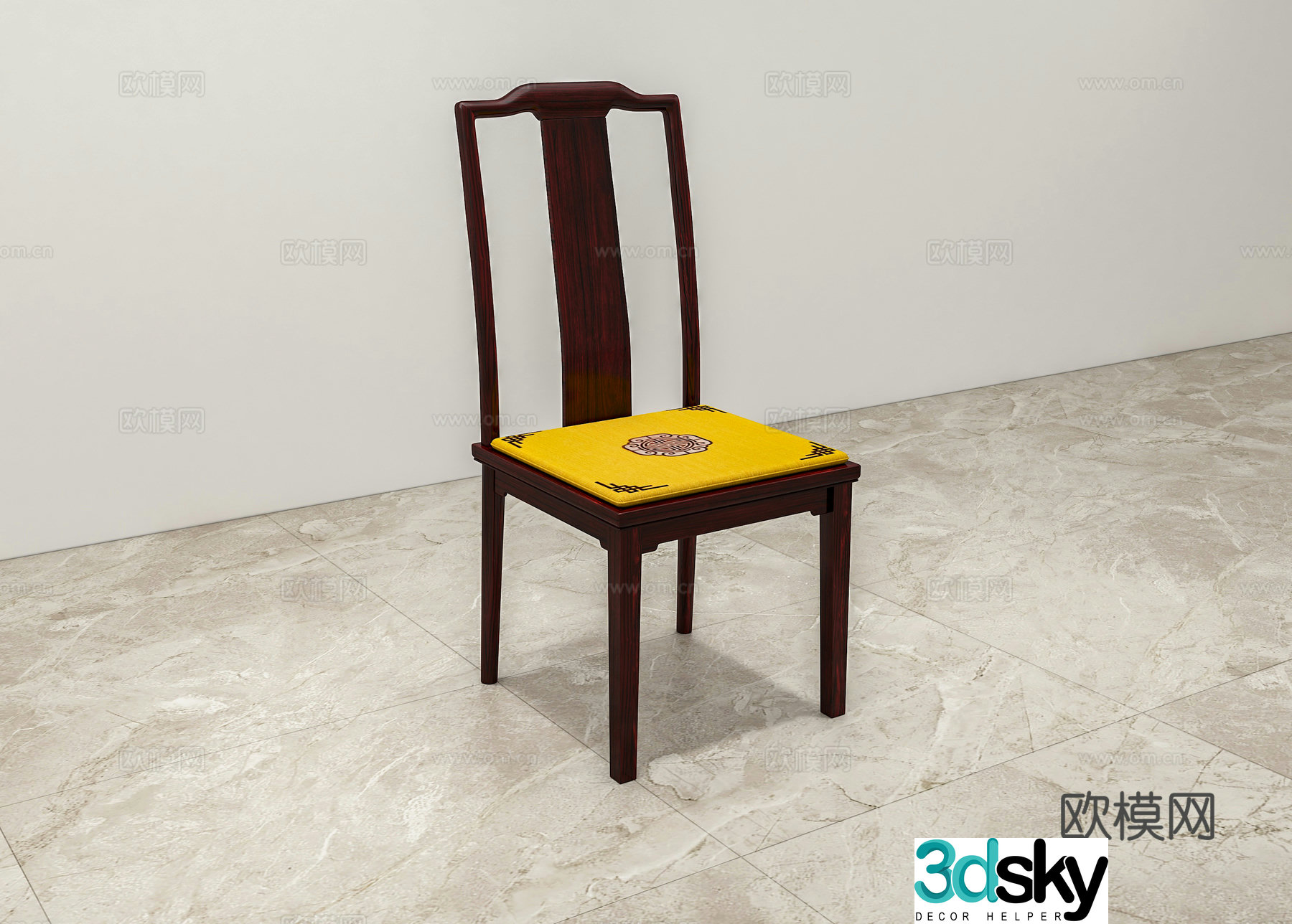 New Chinese dining chair Chinese dining chair Solid wood mahogany 3D model