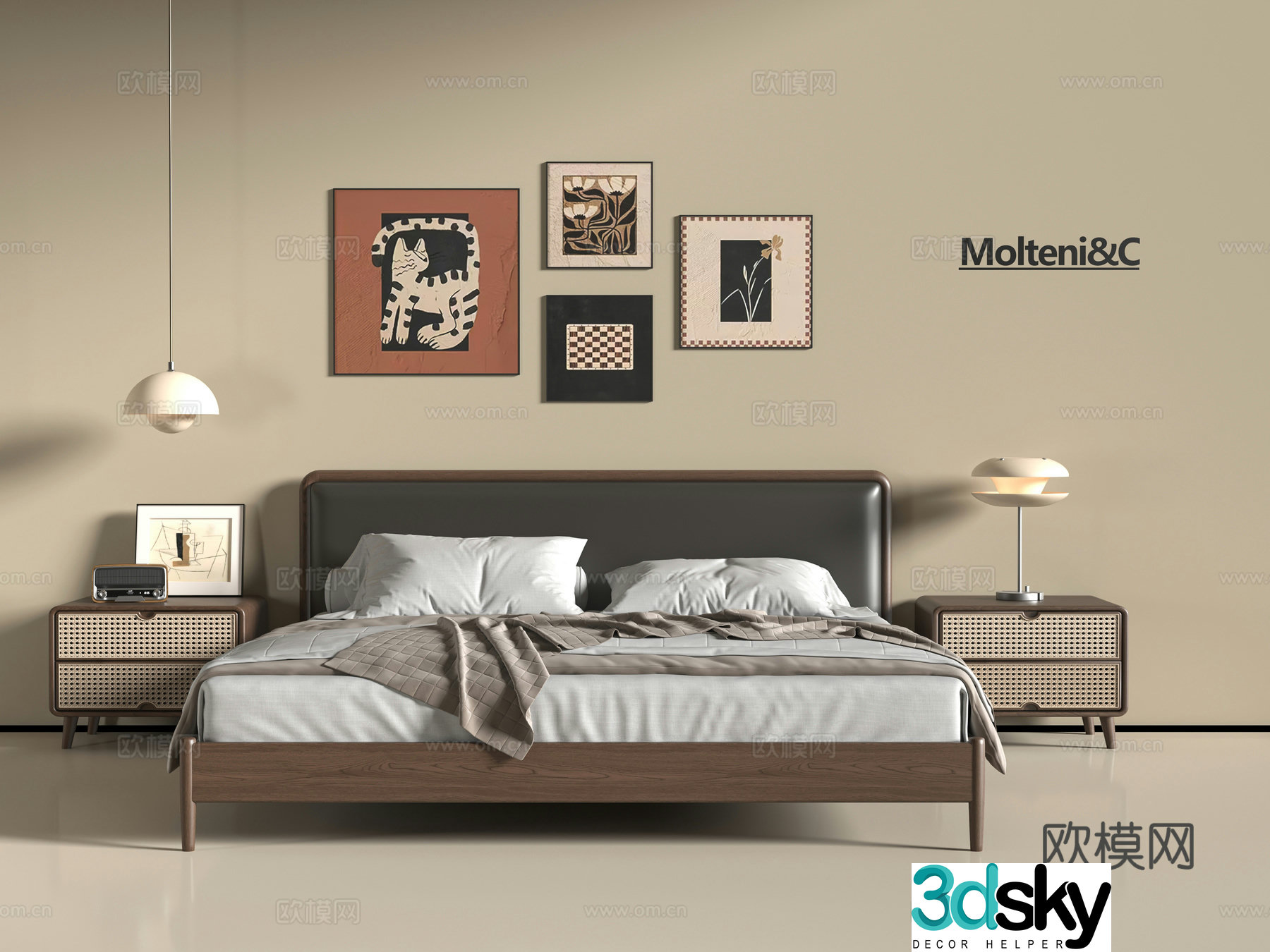 Middle-aged double bed 3D model