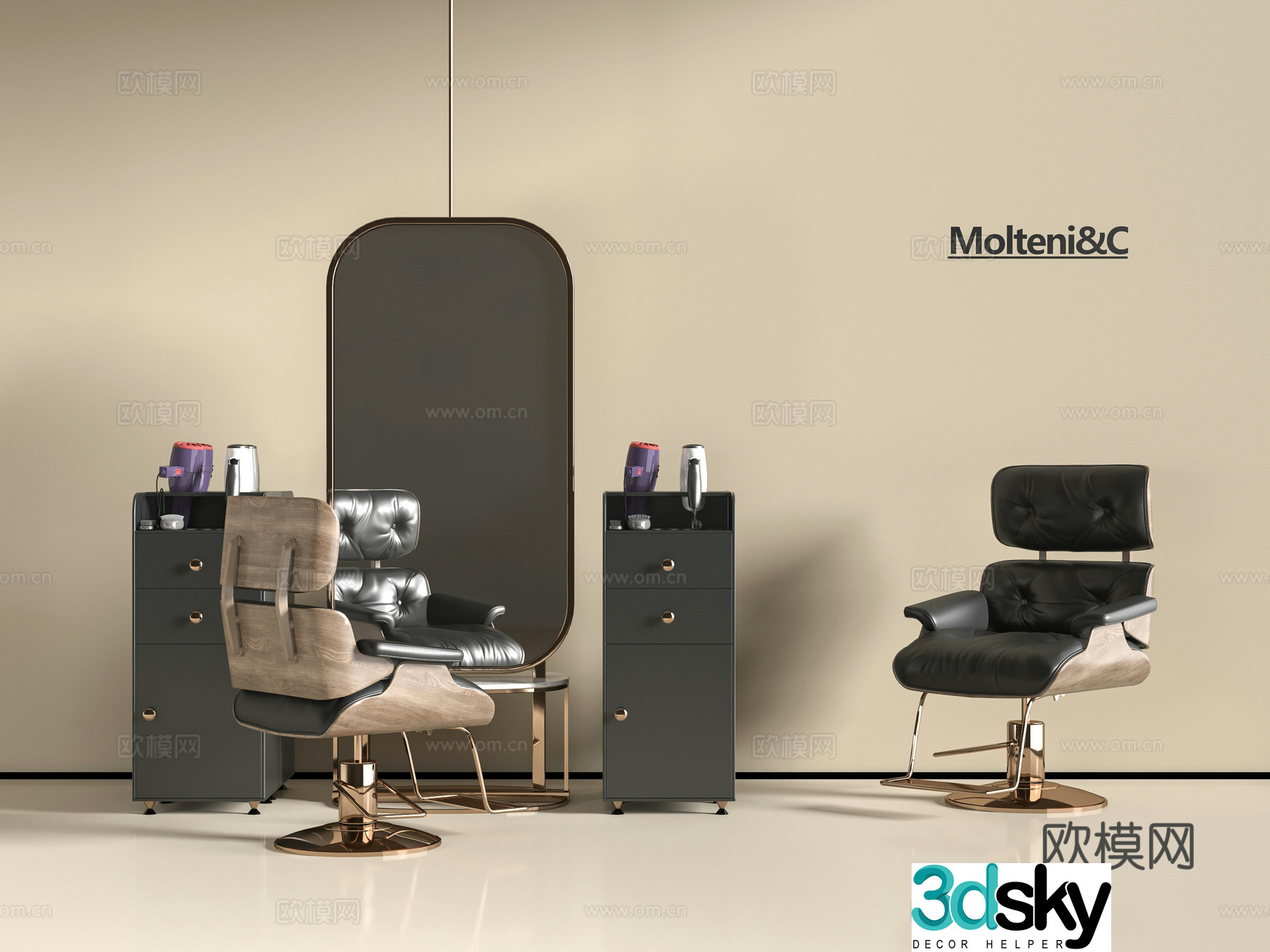 Modern barber shop 3d model