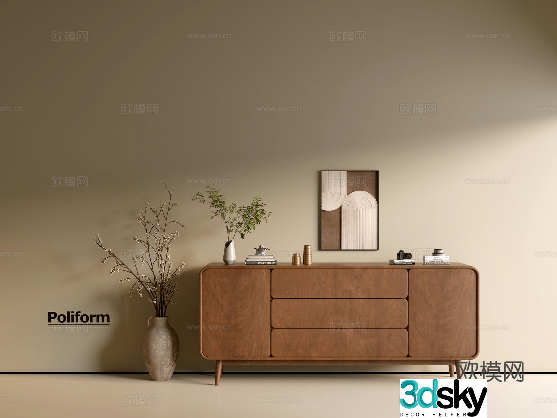 Modern wood grain cabinet ins wind minimalist wind cabinet whole cabinet sideboard balcony cabinet storage 3D model