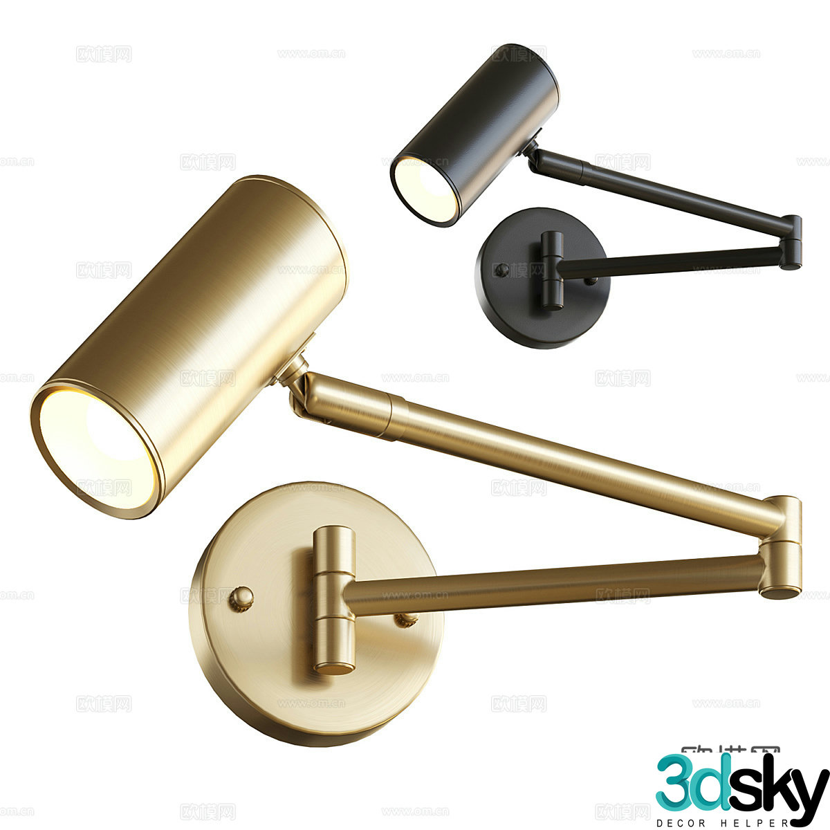Modern light luxury minimalist stretchable metal decorative wall light 3D model