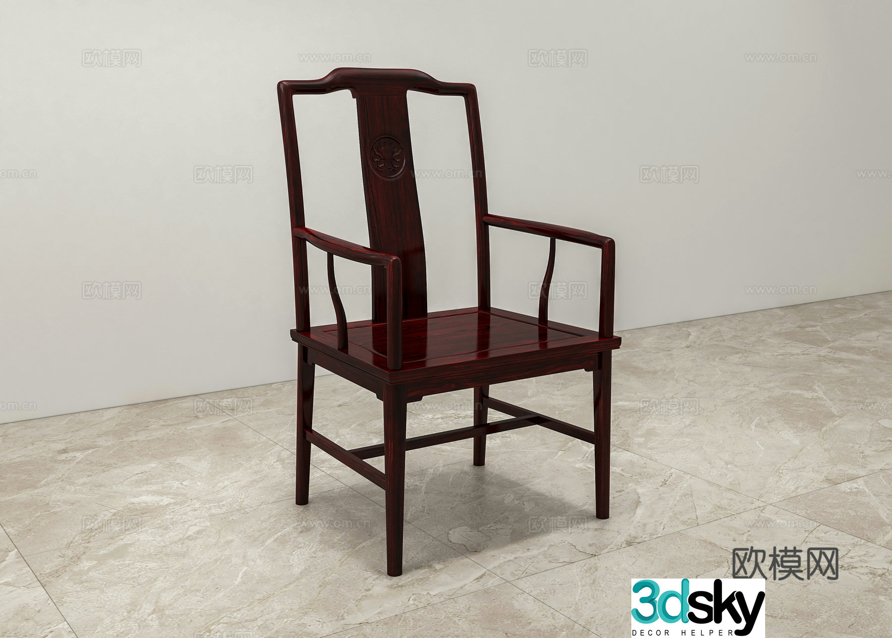 New Chinese dining chair Chinese dining chair Solid wood mahogany 3D model