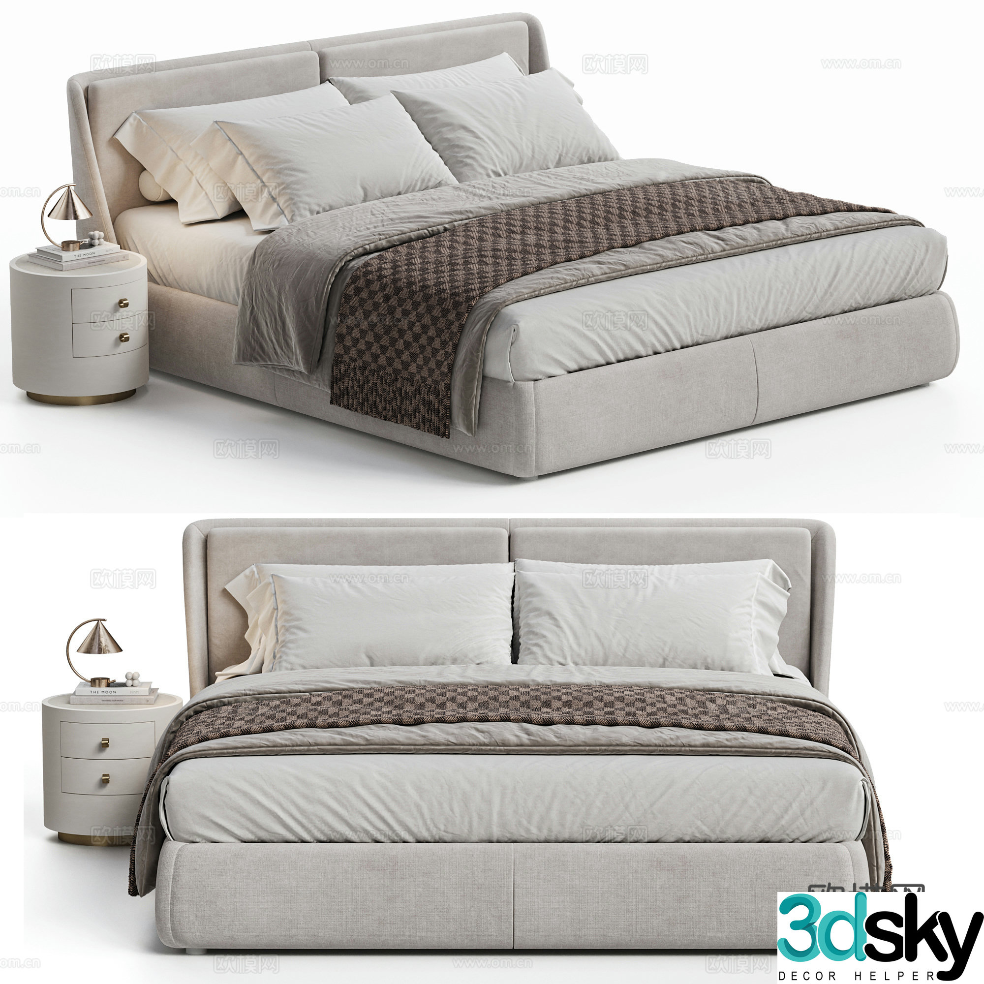 Ditre Italia Modern Double Bed Bed Nightstand Master Bed Italian Bed 3D Model