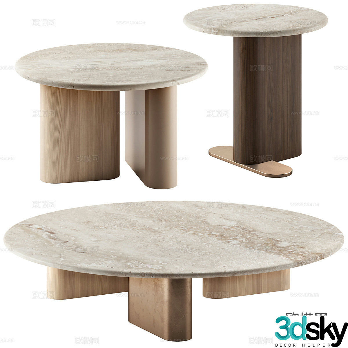 Modern Italian coffee table combination 3D model
