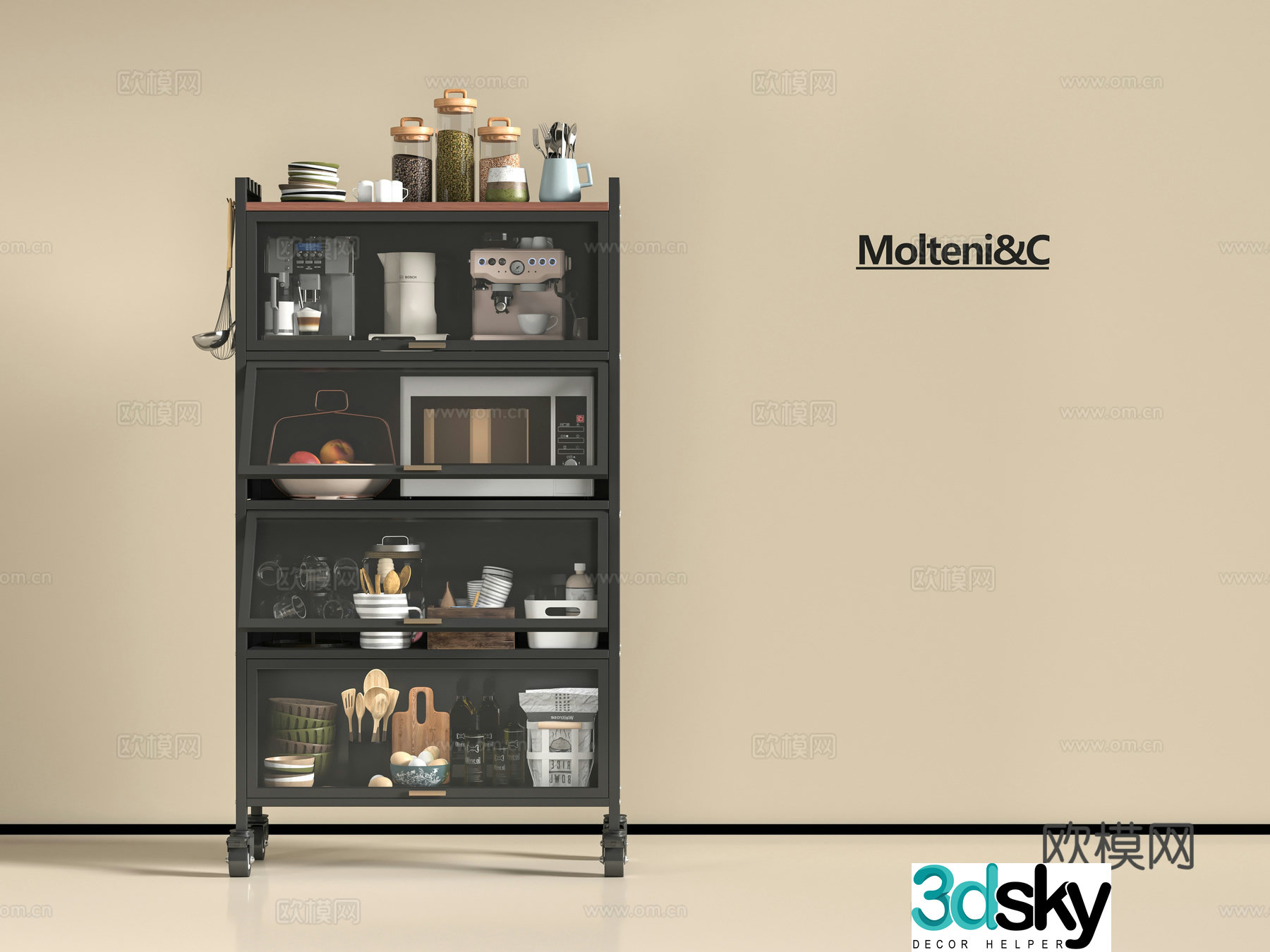 Modern kitchen shelf 3d model