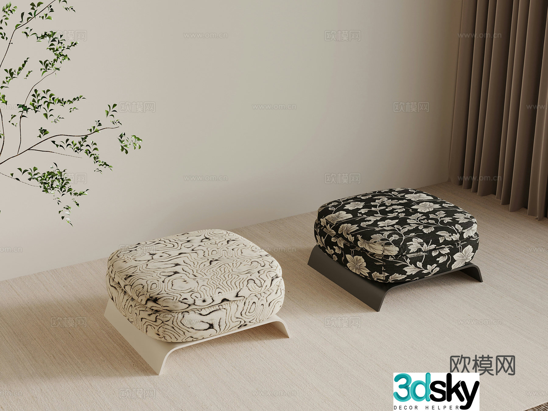 French medieval style shoe changing stool 3D model