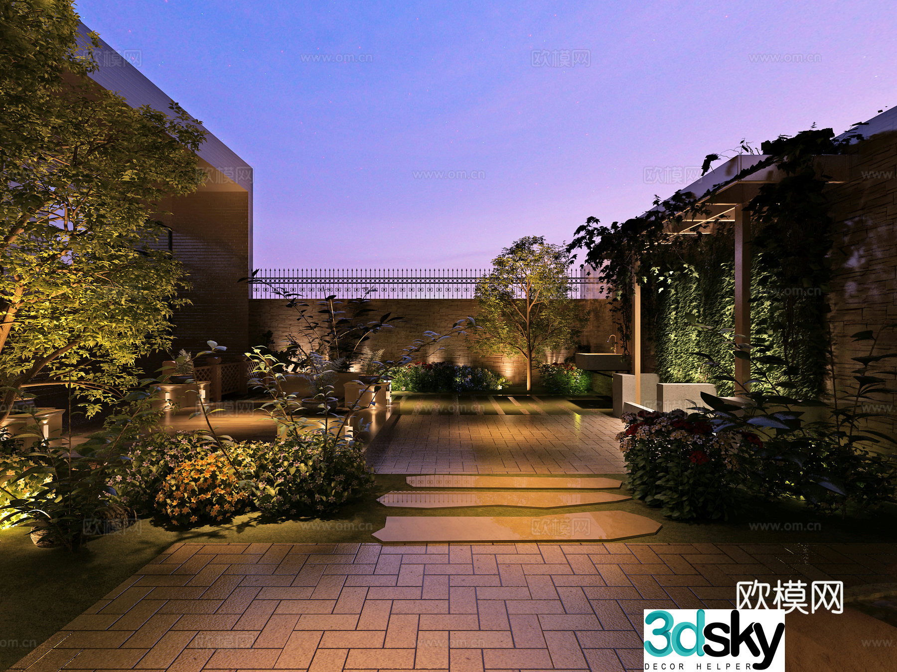Modern courtyard design boutique layout 3D model