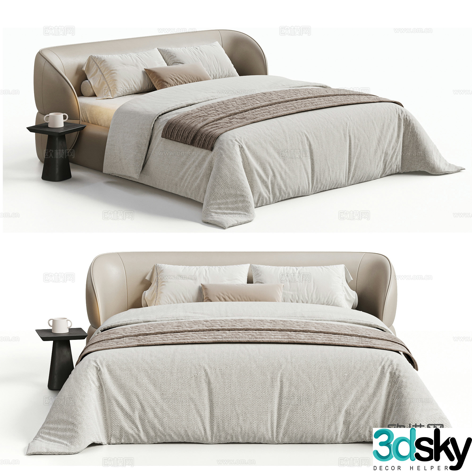 BAXER modern double bed cream style double bed Italian double bed French double bed 3d model