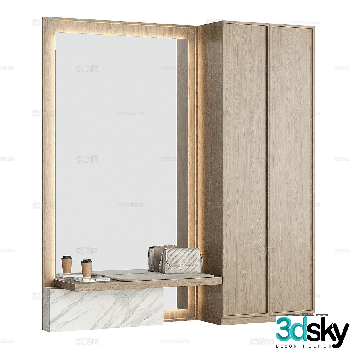 Modern Italian minimalist wardrobe shoe cabinet 3d model