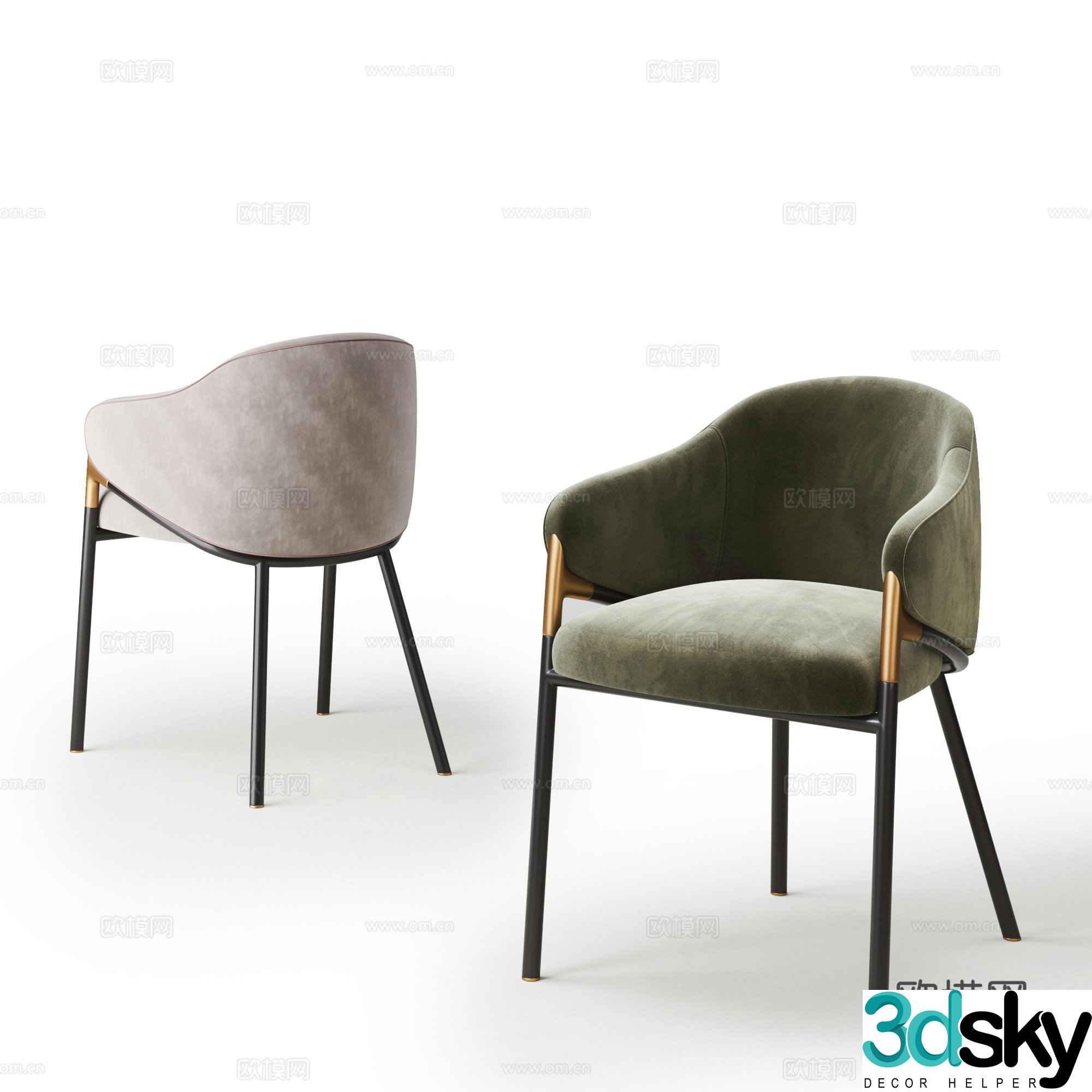 Modern single chair combination single chair dining chair chair leisure chair 3d model