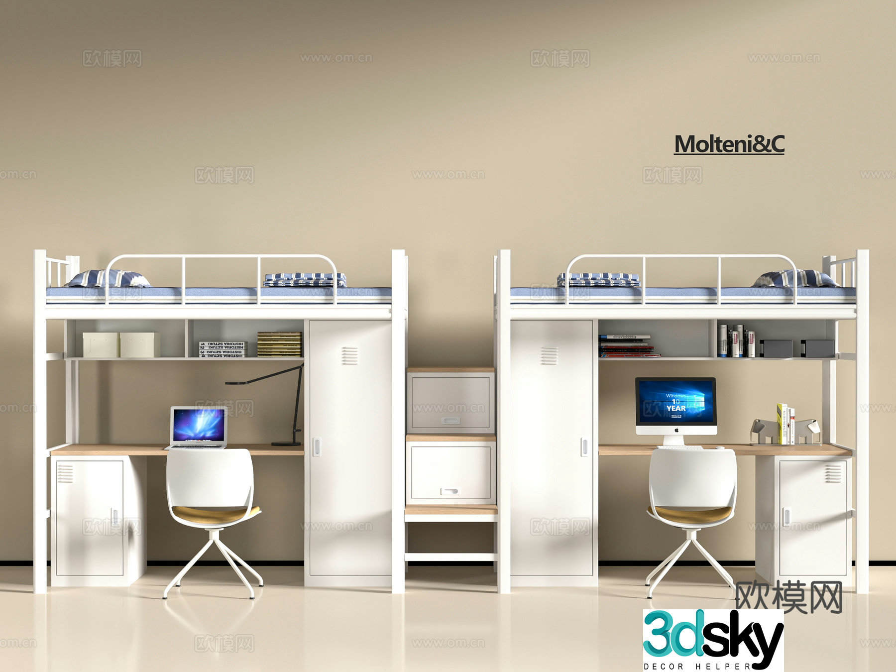 Modern dormitory bed 3d model