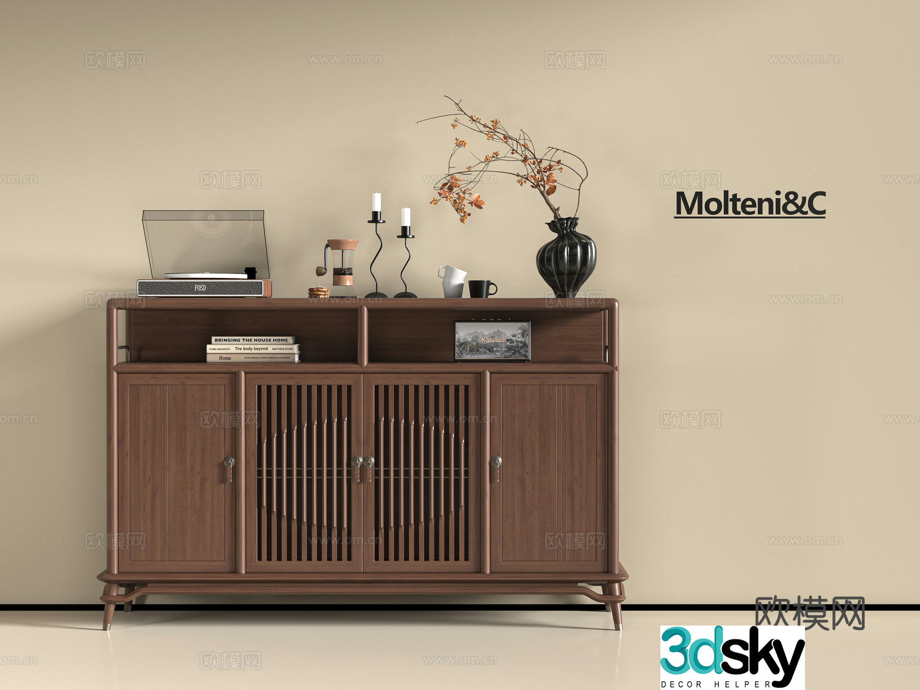 New Chinese style entrance cabinet 3D model