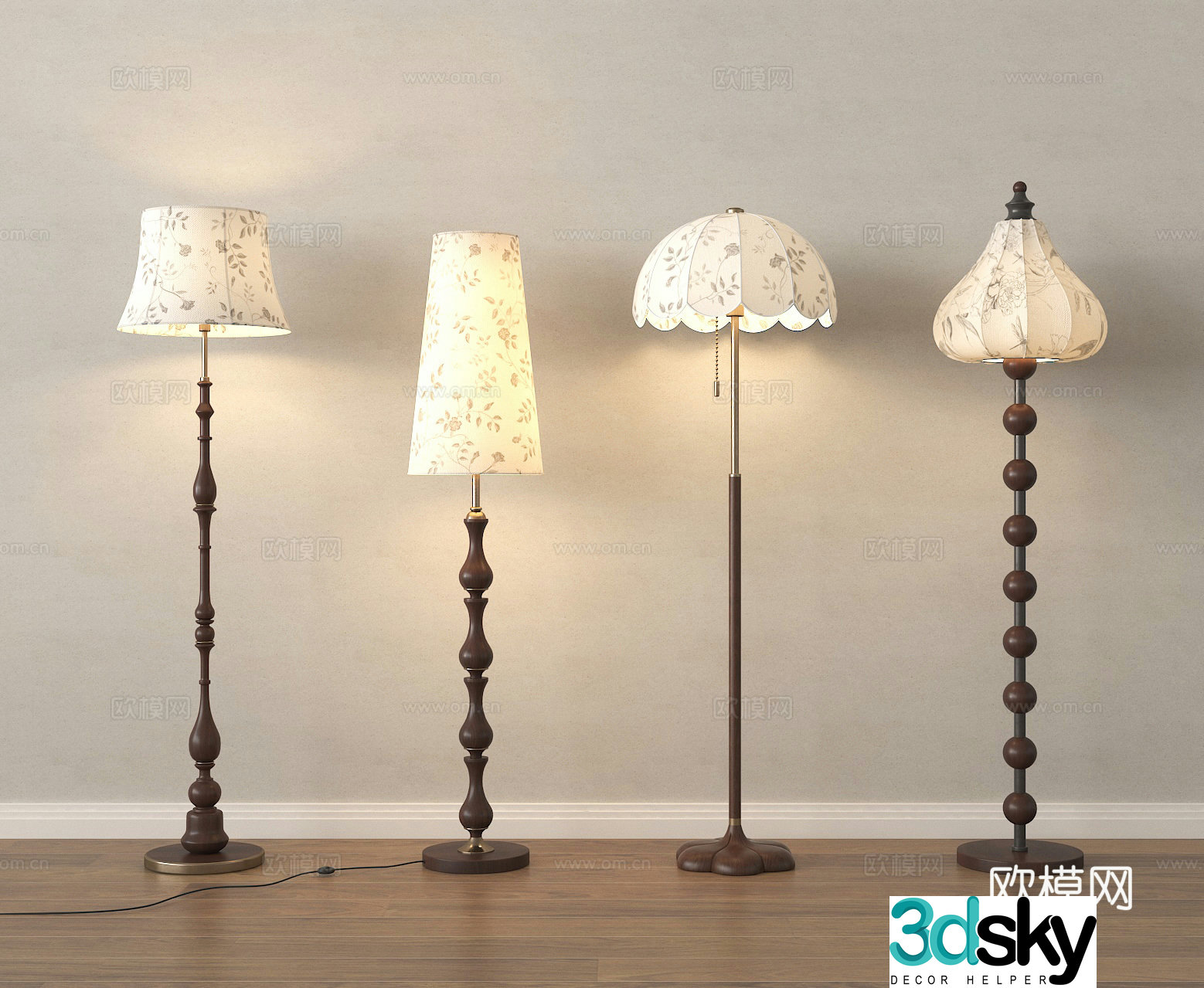 Middle-aged floor lamp 3d model