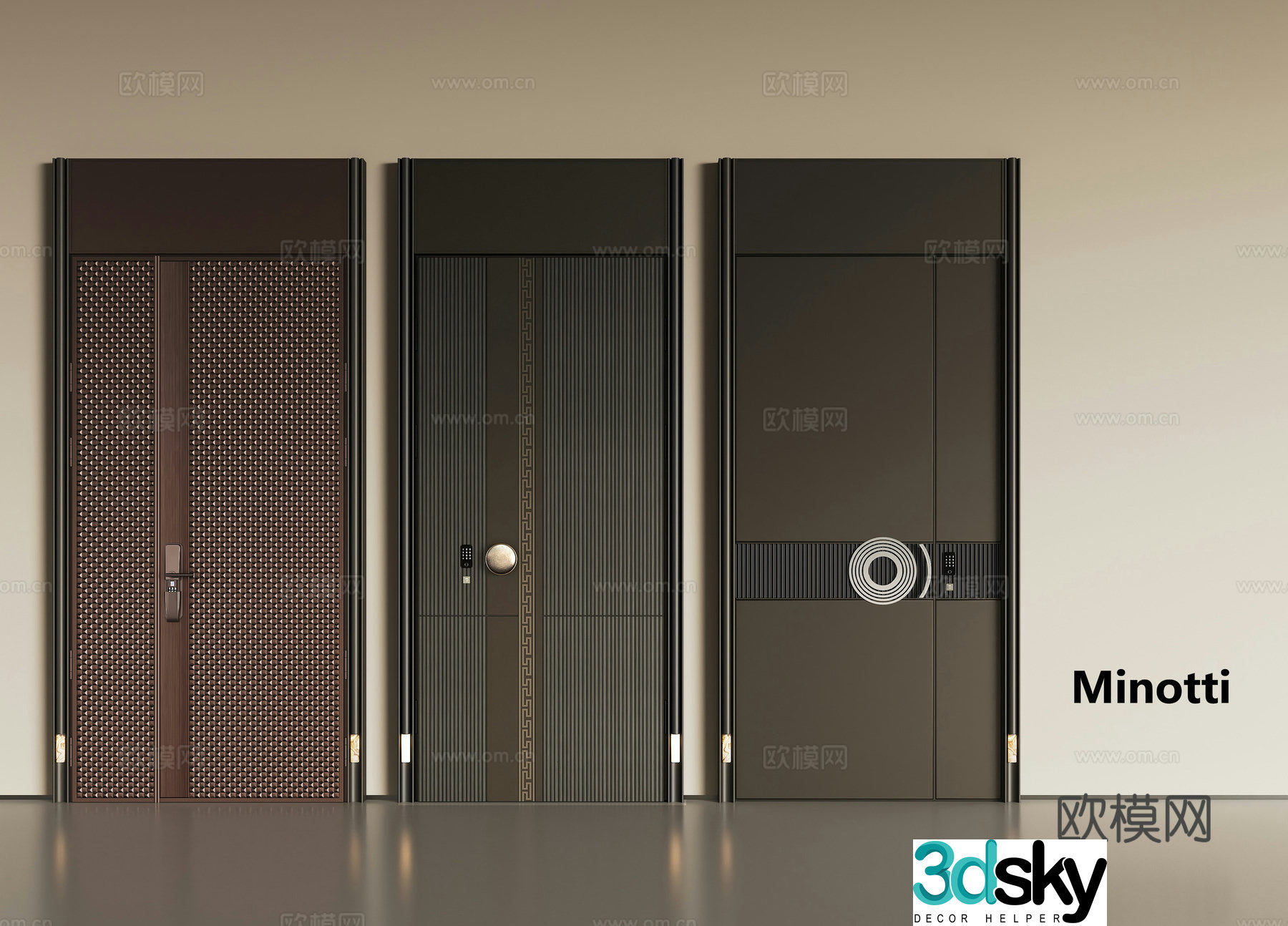 Modern security door villa entrance door mother and child door copper door armored door 3d model