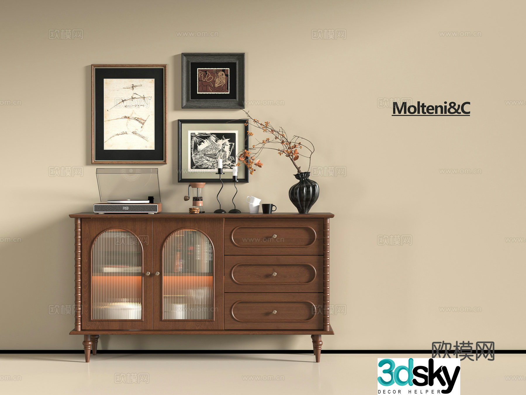 Middle-aged sideboard 3D model