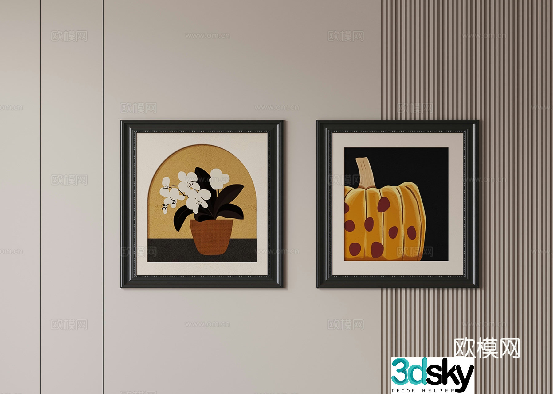 French retro hanging painting 3d model