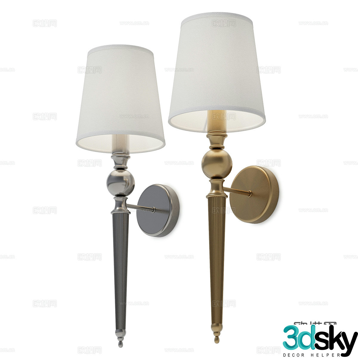 American simple long strip metal wall lamp 3D model