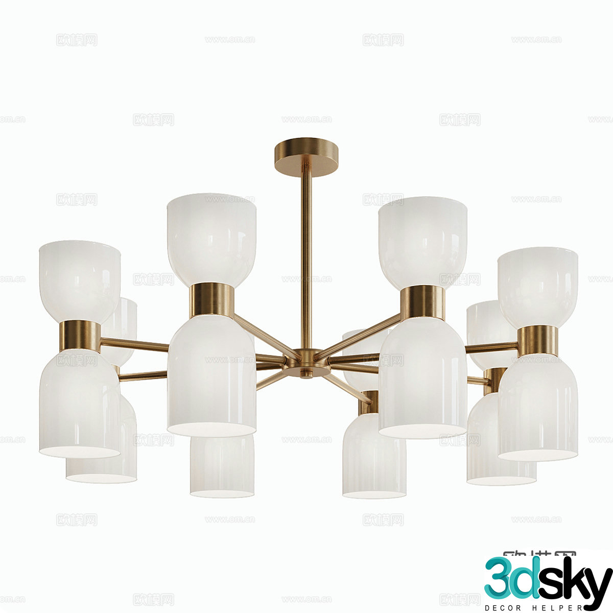 Modern light luxury multi-head decorative chandelier 3d model