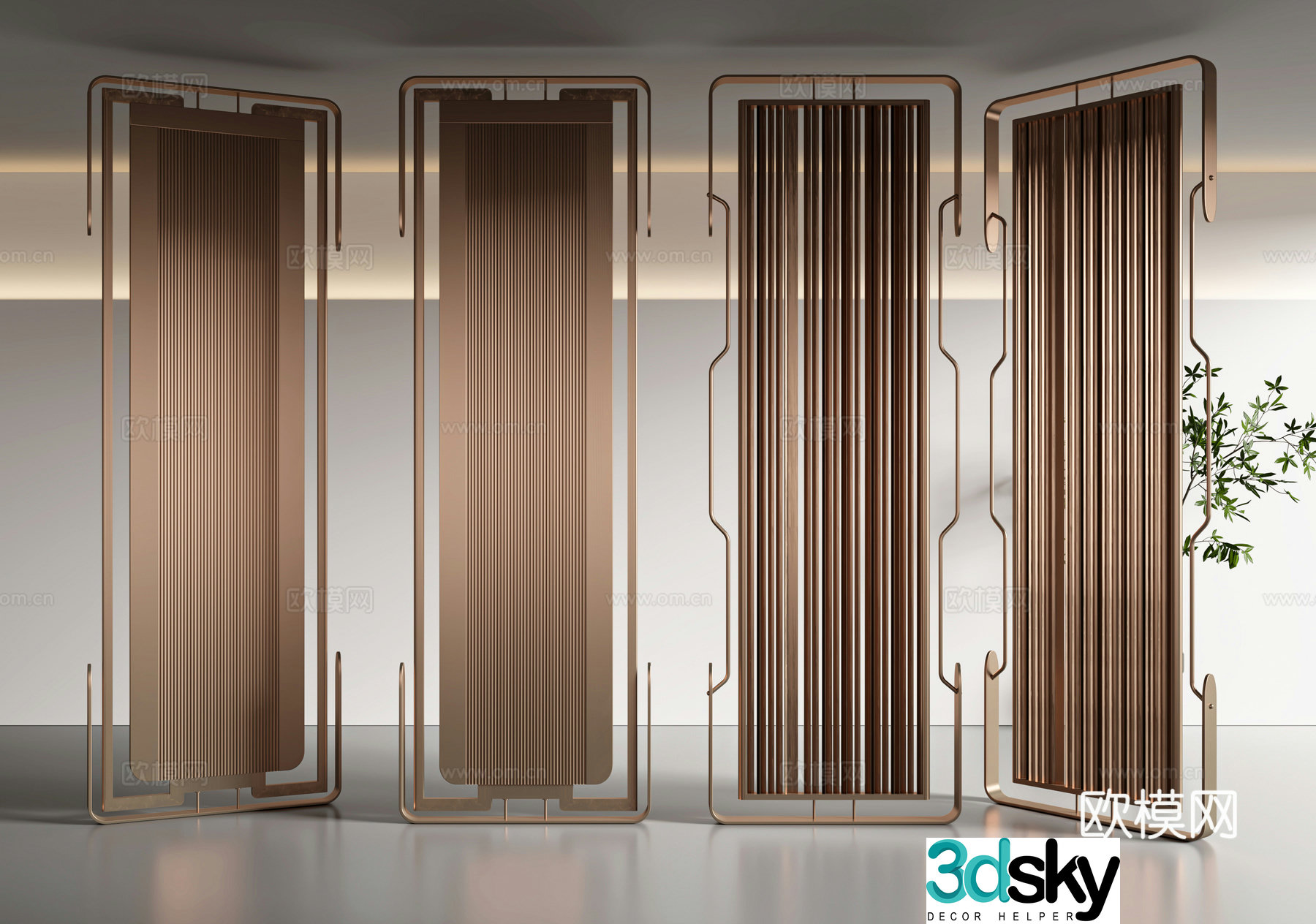 Modern light luxury metal screen partition 3d model