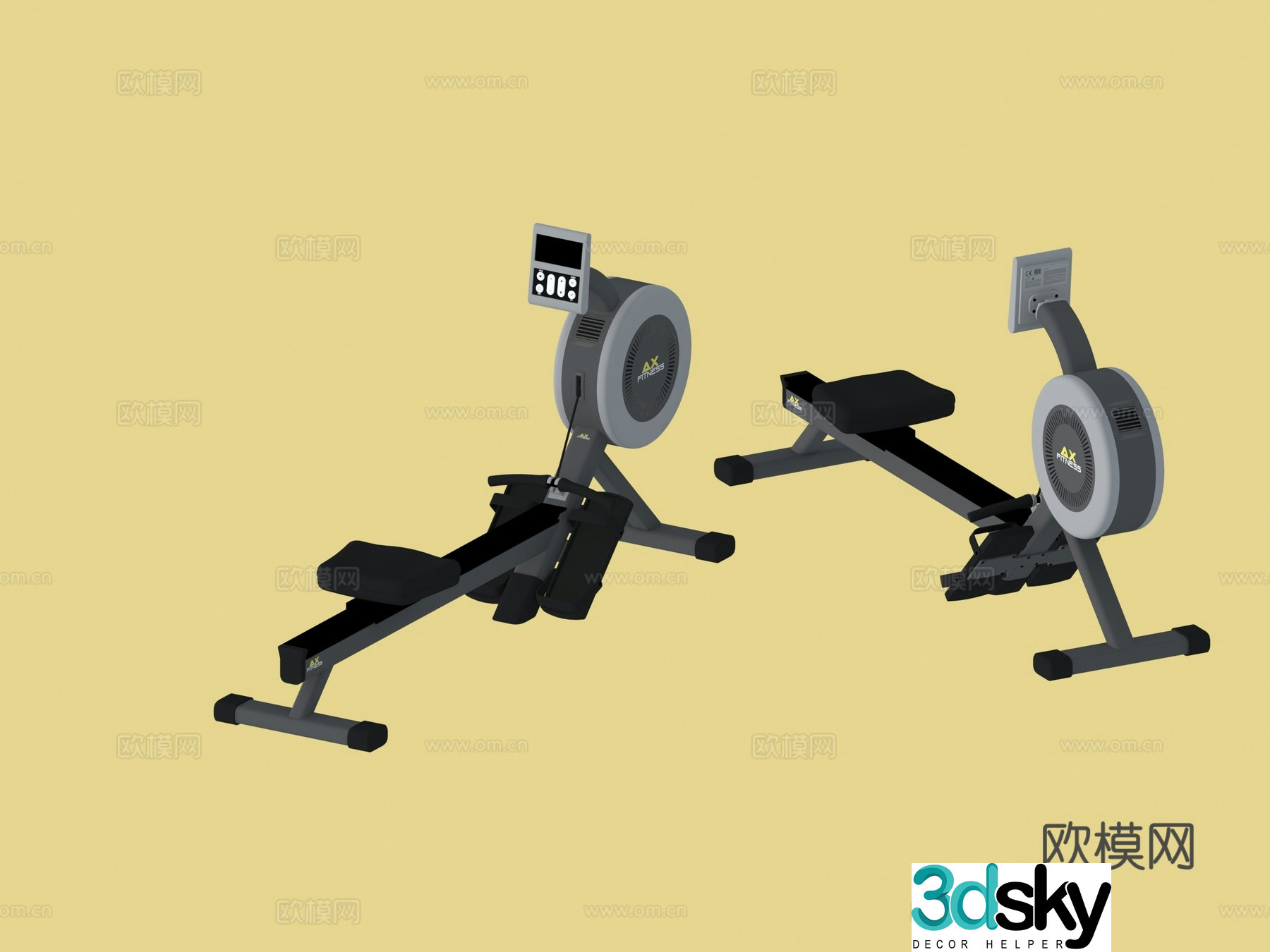 Fitness equipment rowing machine 3d model
