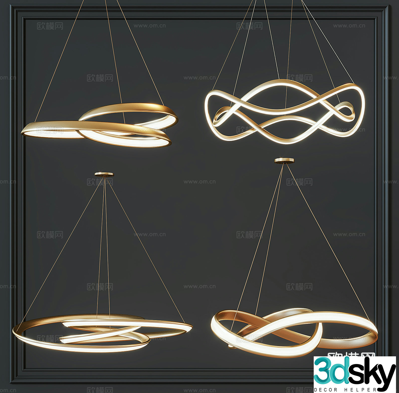 Modern metal chandeliers light luxury chandeliers restaurant chandeliers 3D model