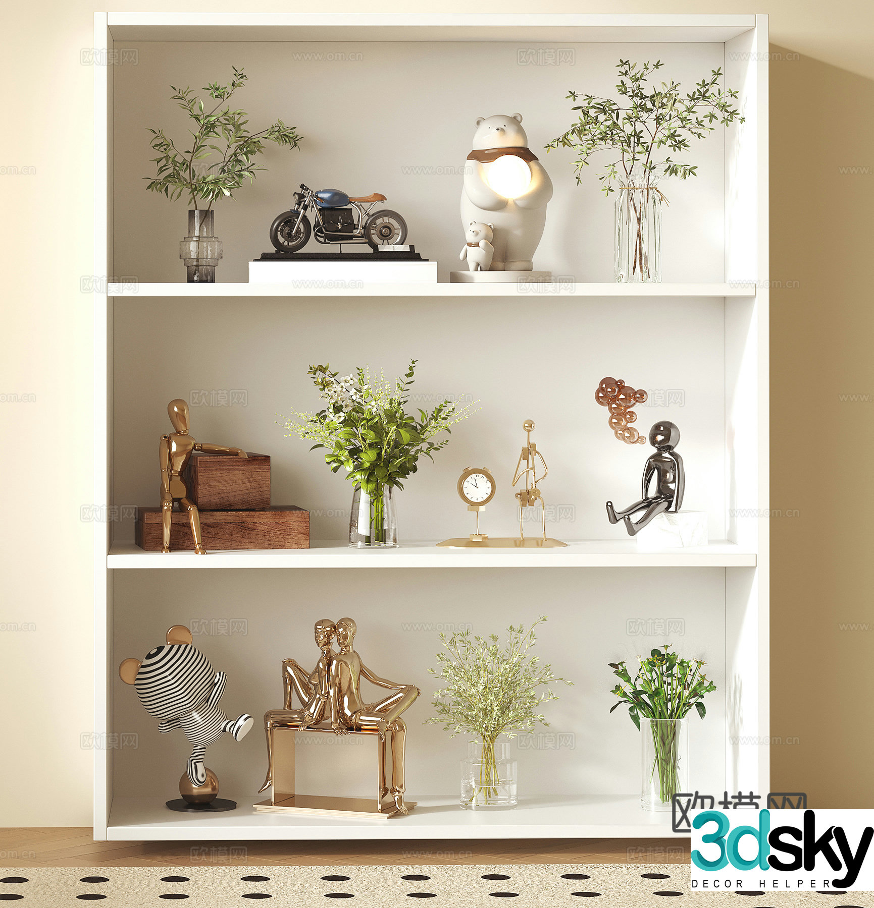 Modern bookshelf children’s bookshelf shelf bookshelf bookshelf decoration ornaments decorative ornaments combination 3D model