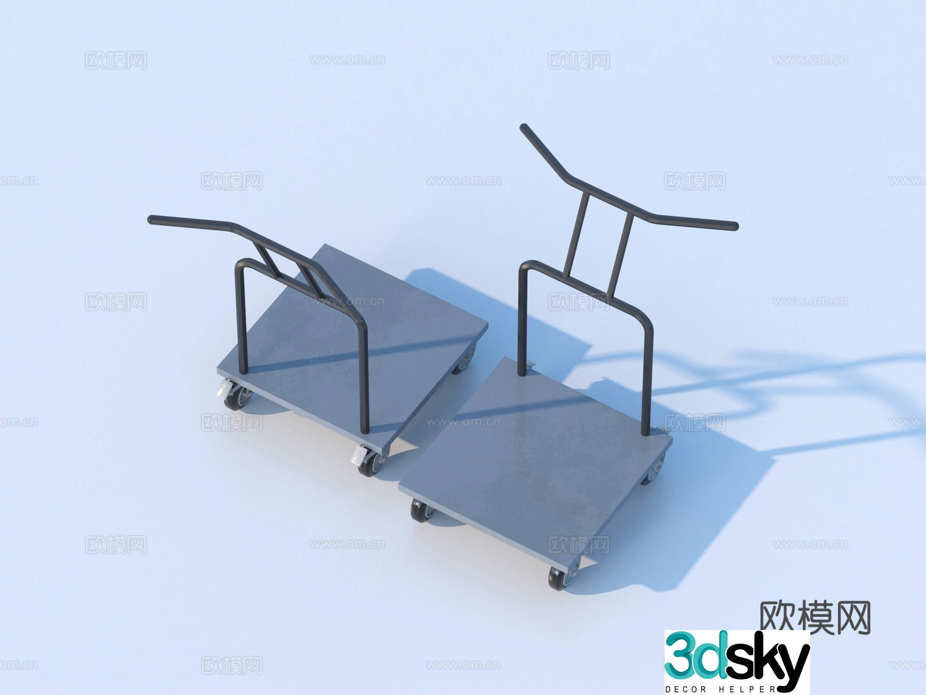 Hand trolley handmade cart 3d model