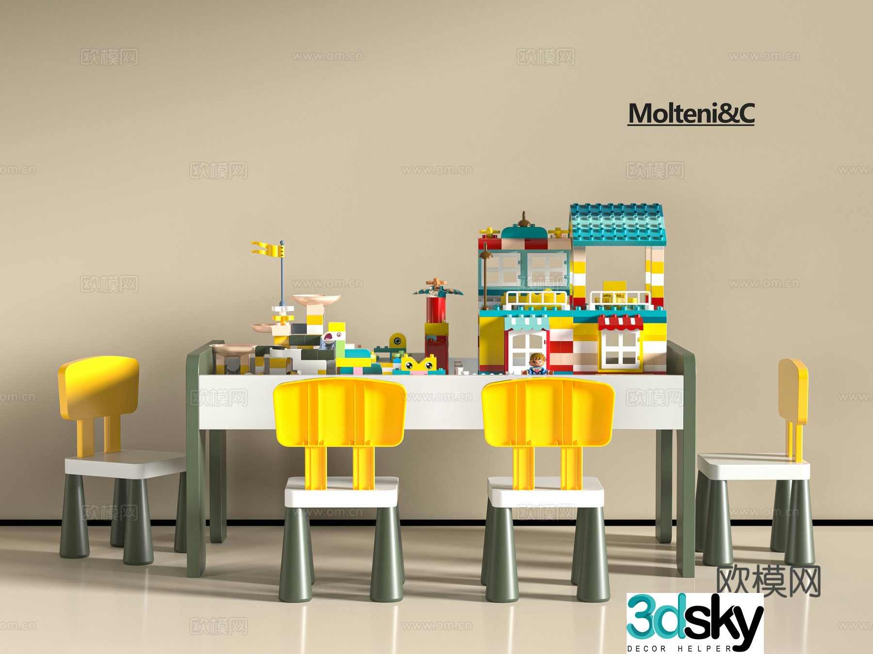 Modern children’s table and chair 3d model