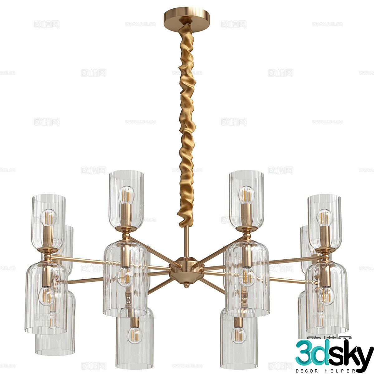 Modern light luxury glass chandelier Living room chandelier Bedroom chandelier Multi-head chandelier Glass chandelier 3D model