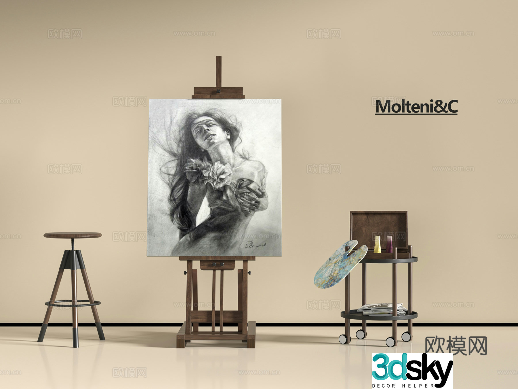 Modern painting tools 3d model