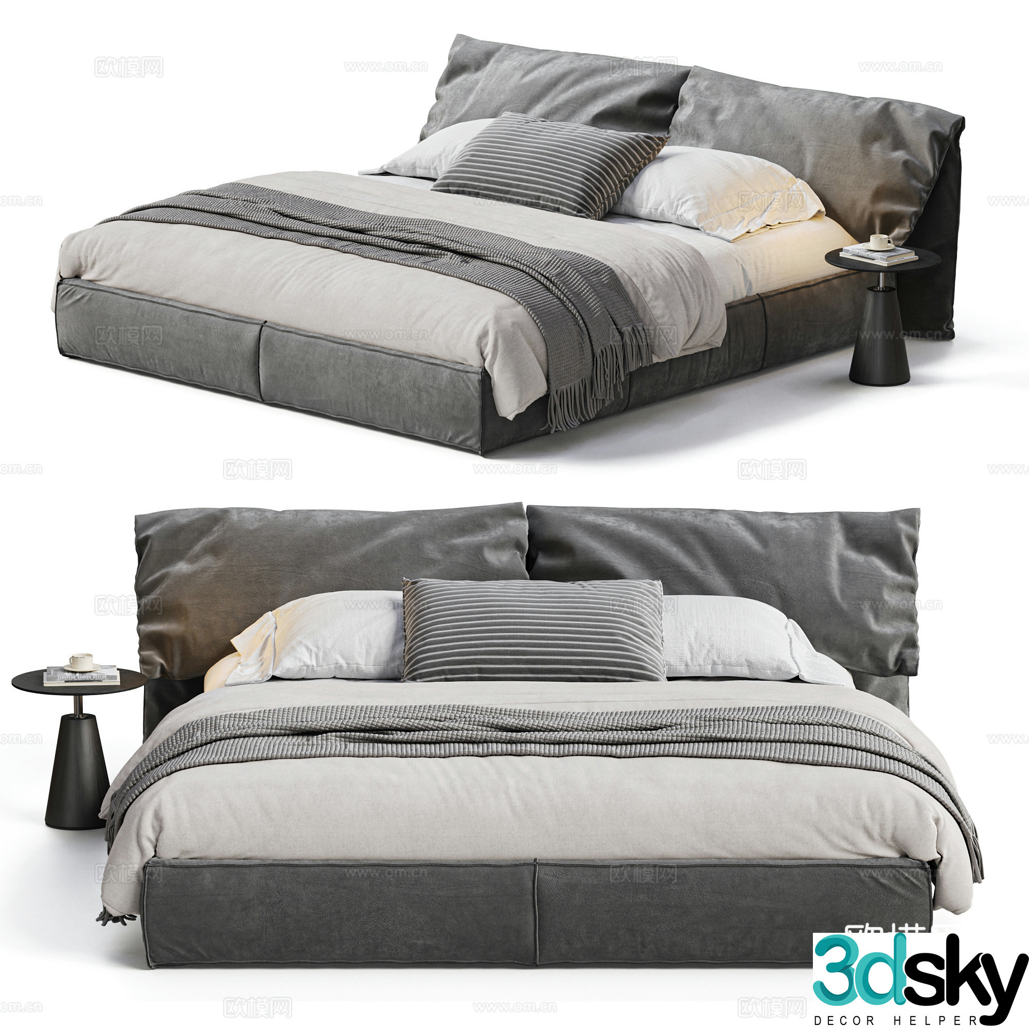 BAXTER Elephant Ear Double Bed Double Bed Bed Bedding Bedding Bed Italian Double Bed 3D Model