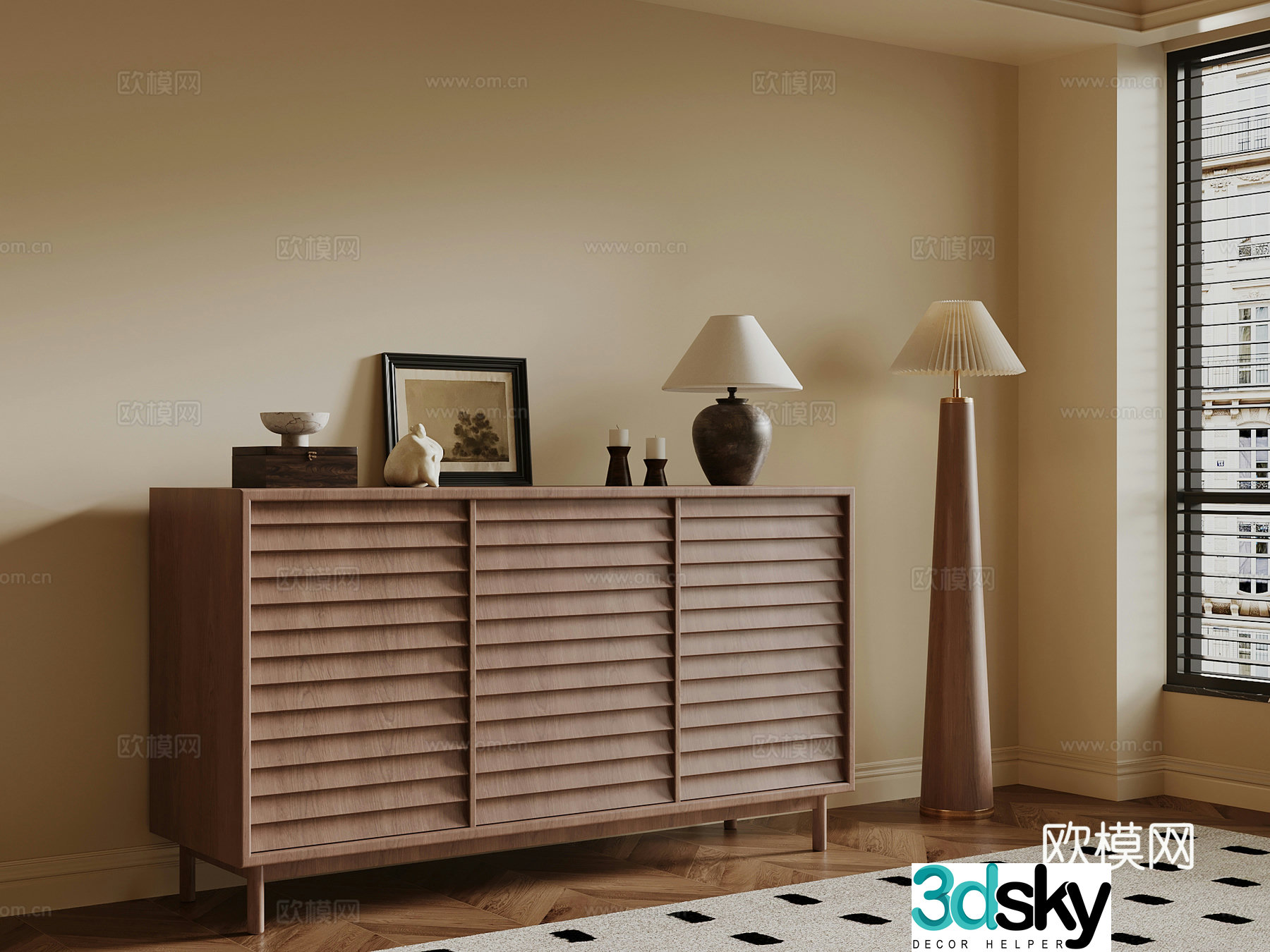 3D model of medieval style porch cabinet