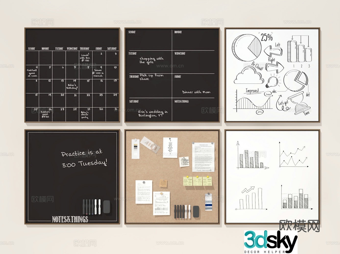Sticky note board 3D model