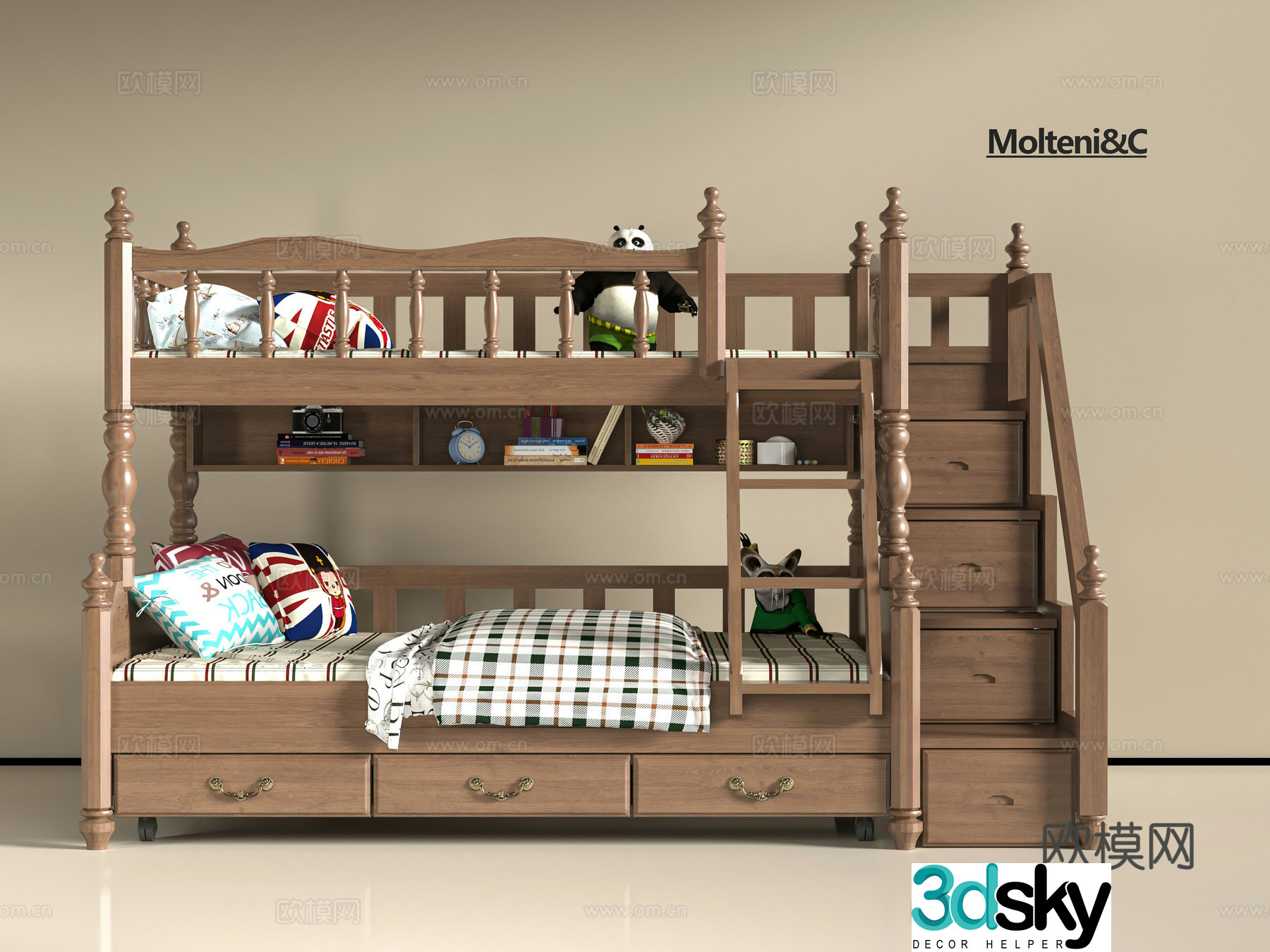 Modern solid wood 3D model