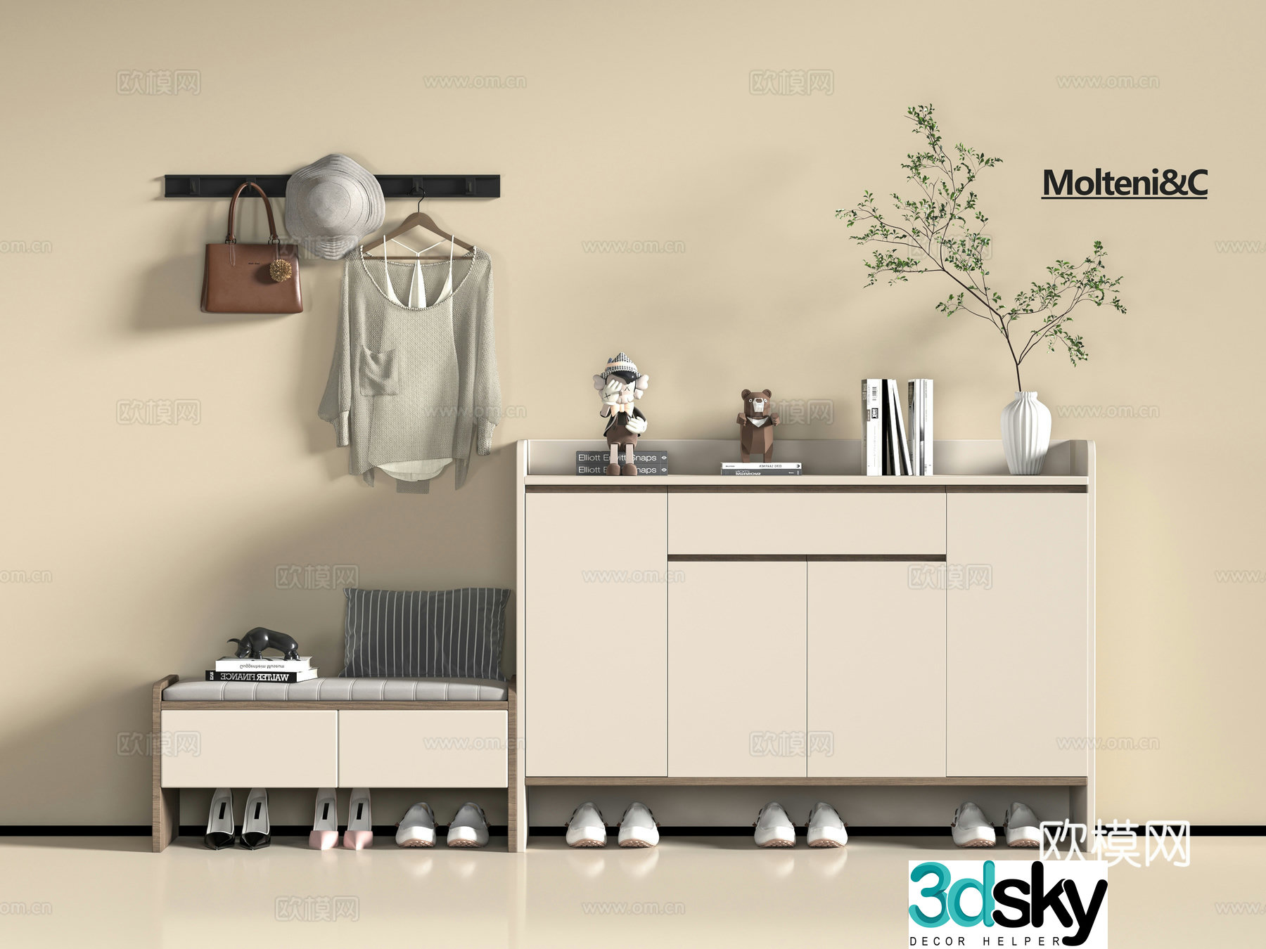 Modern shoe cabinet 3d model