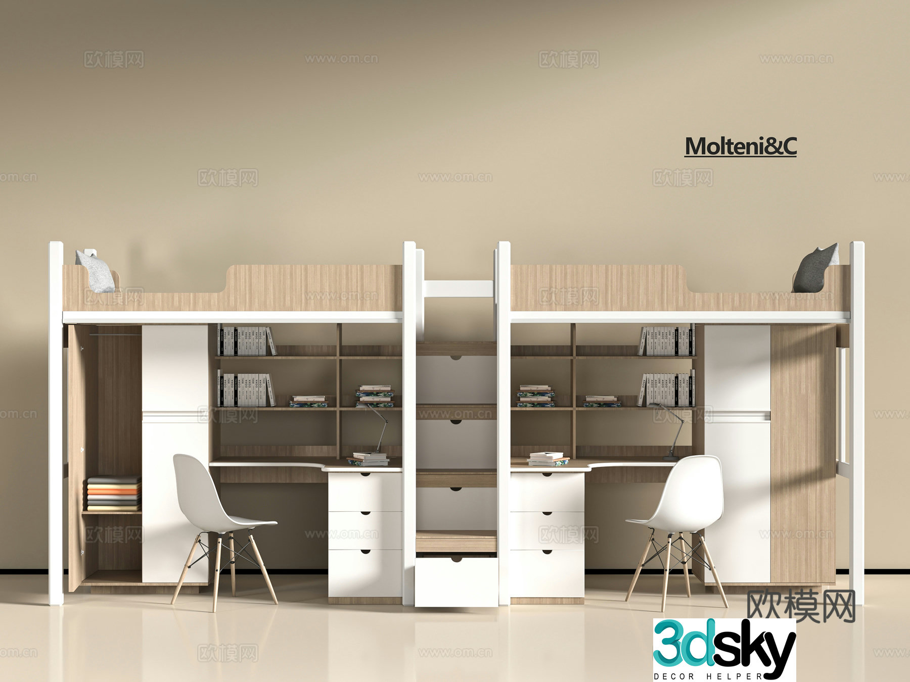 Modern dormitory bed 3d model