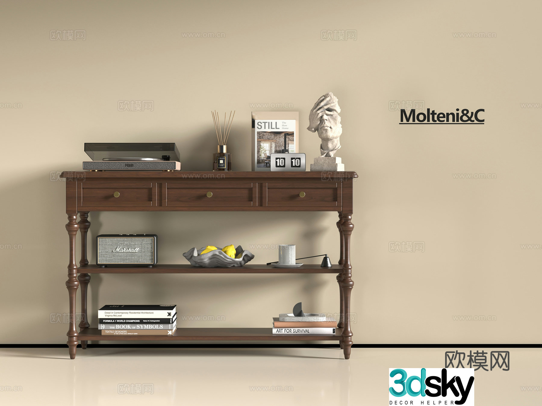 New Chinese style entrance cabinet 3D model