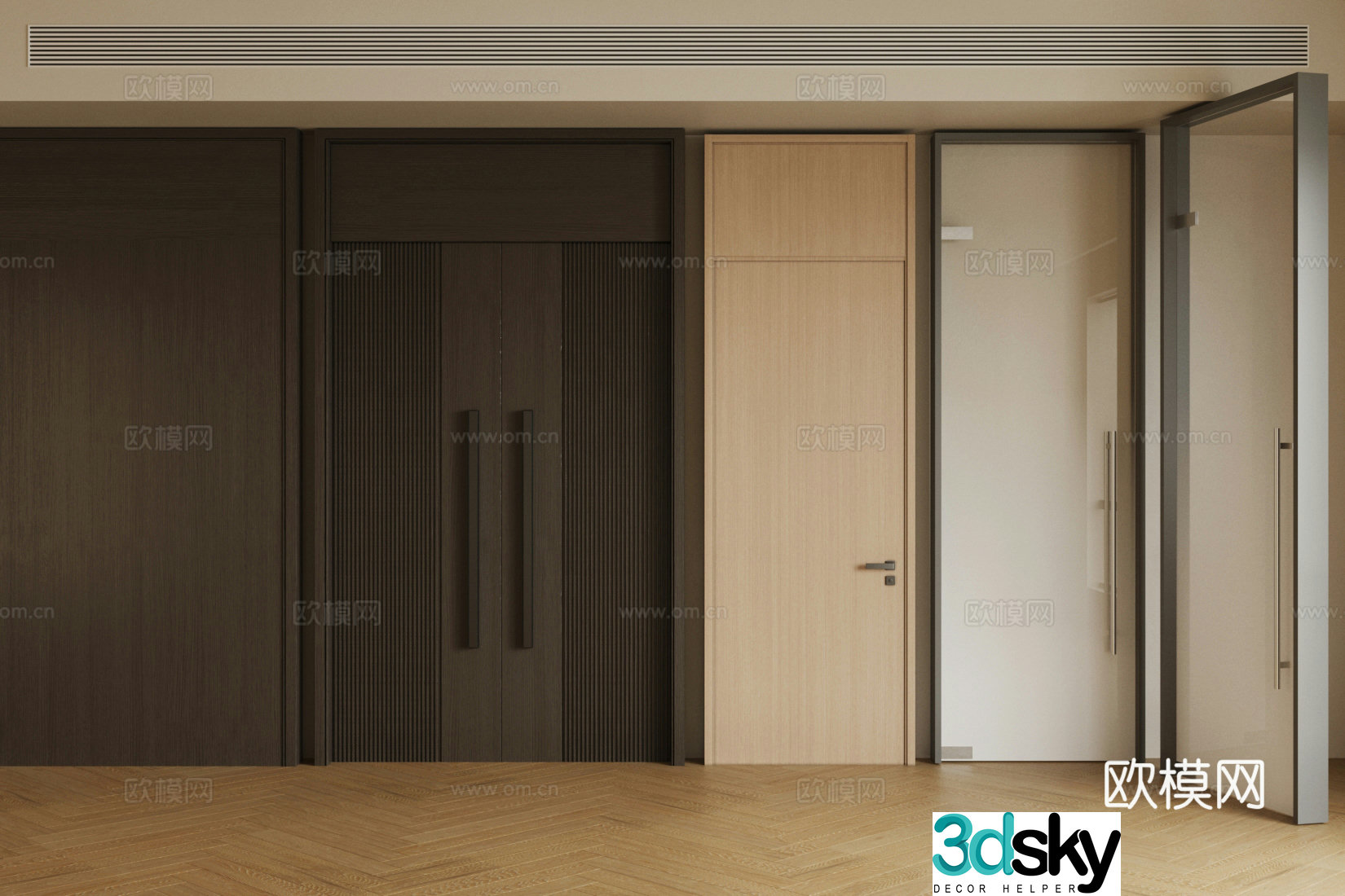 Office double-open door door Office door Conference room door Handle door Decorative door 3d model