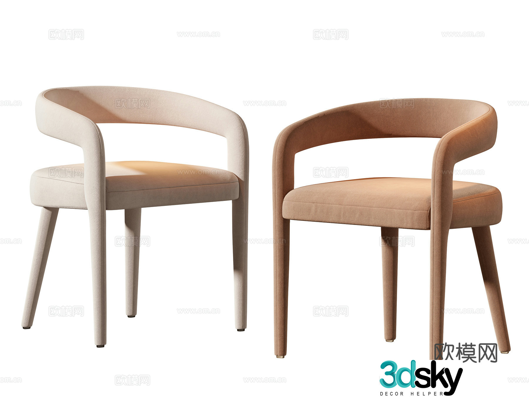 Modern single chair dining chair 3d model