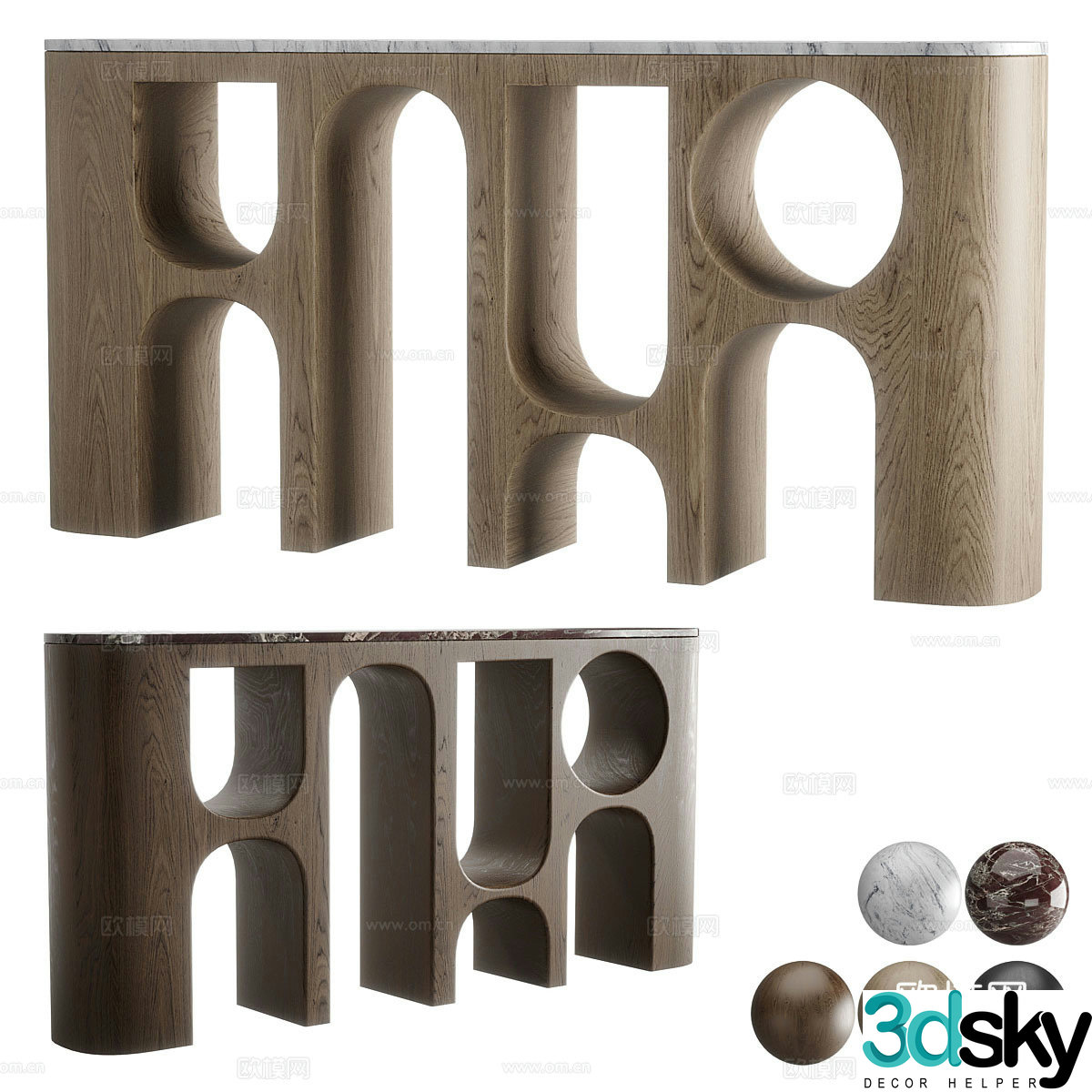 Modern Italian solid wood entrance cabinet end viewing platform 3D model