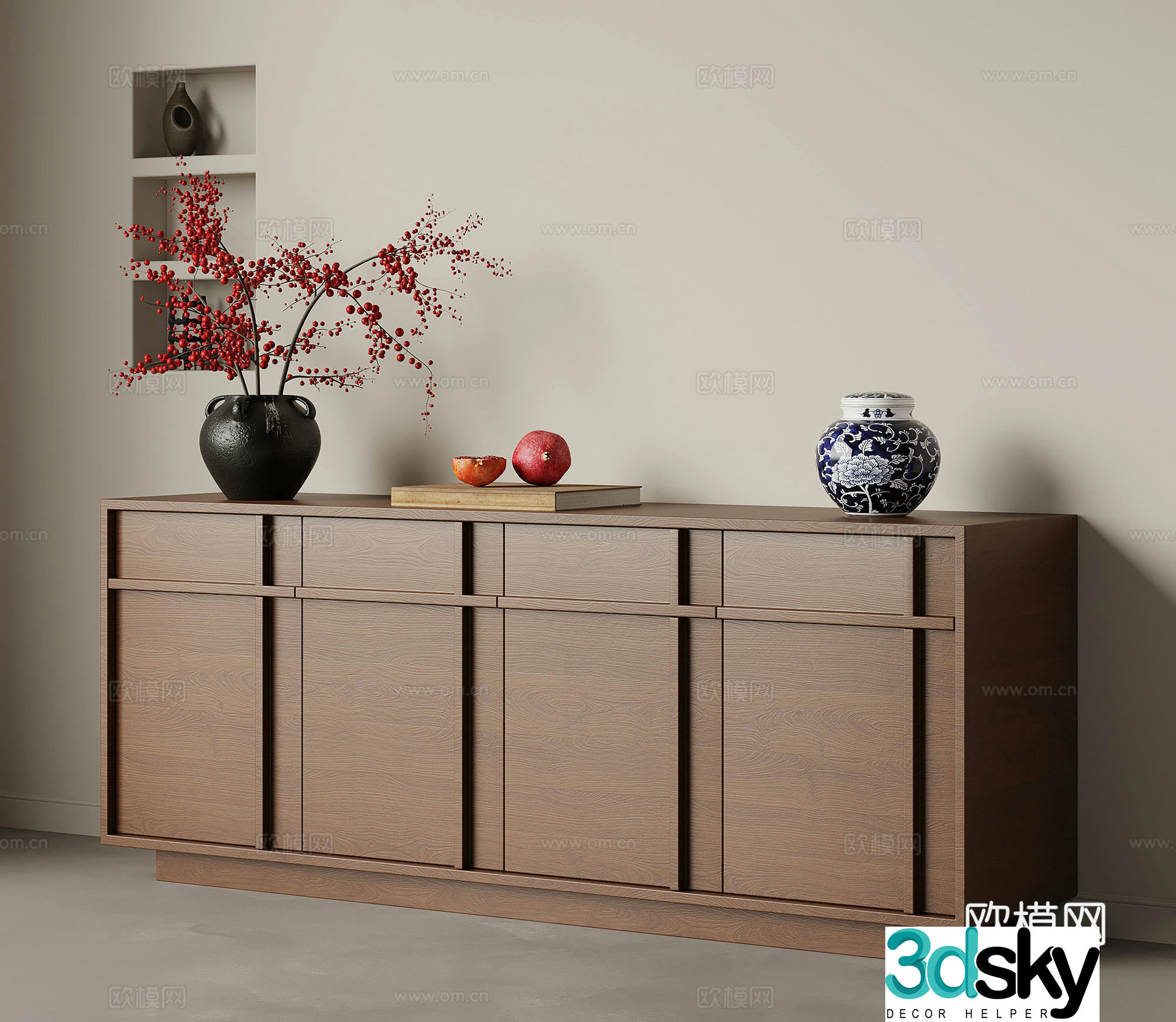 Middle-aged style entrance cabinet side cabinet chest cabinet 3d model